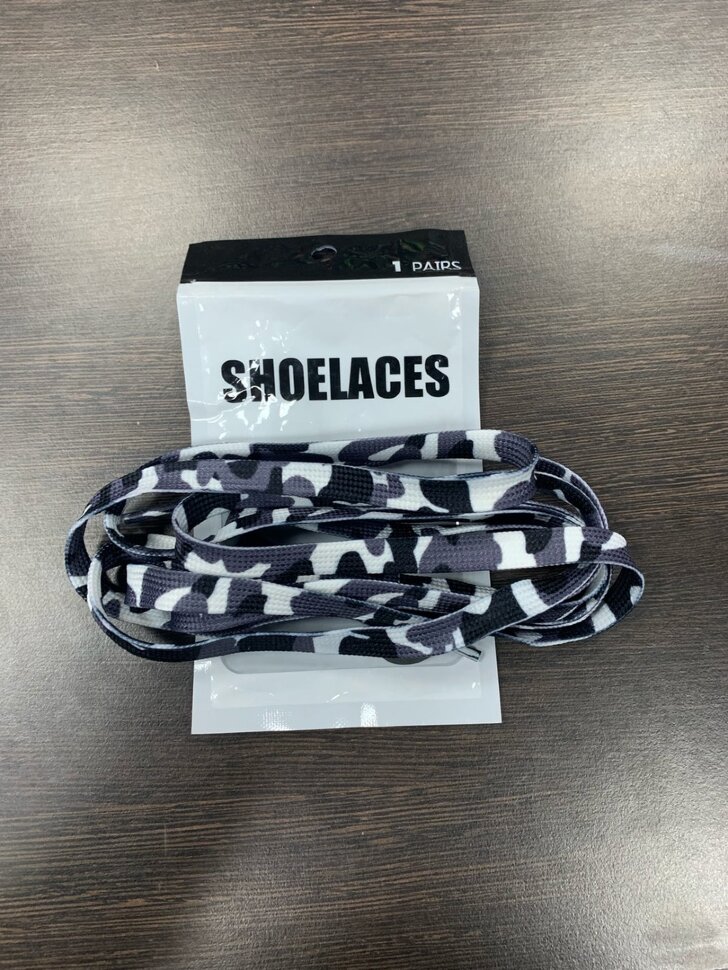 Шнурки ShoeLaces Камуфляж(бел/сер/чер)
