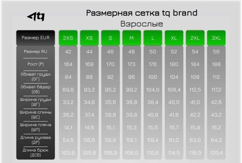 Размерная сетка TQ